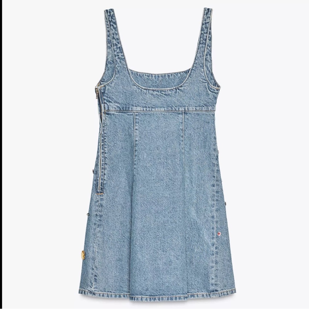 NWT ZARA Jewel Denim Dress Small - Picture 4 of 8